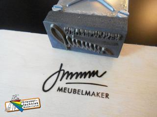 Voorbeeld brandstempel 50x25mm tbv meubel industrie